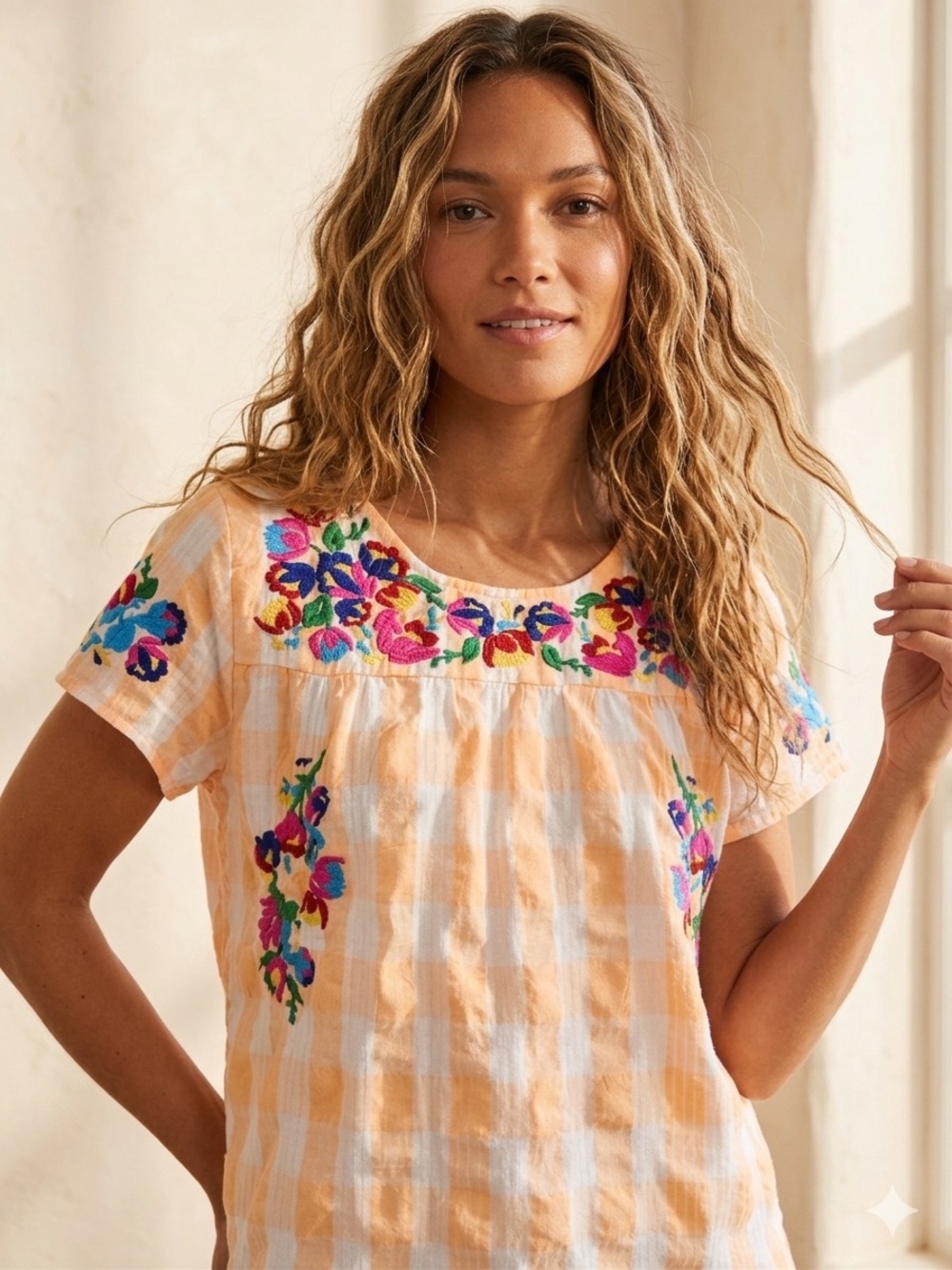 See and Be Seen Women’s Bohemian Embroidered Peasant Blouse Sz M